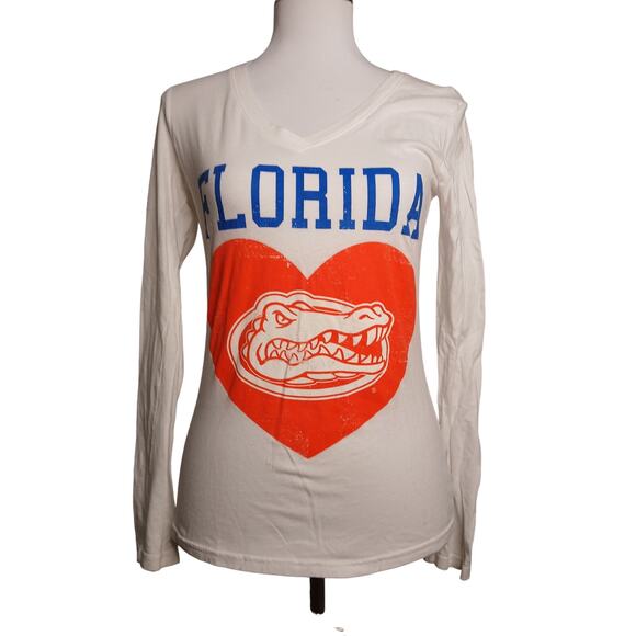 Soffe University of Florida Gators Shirt Long Sleeve Vneck Tee White Small - Picture 1 of 8